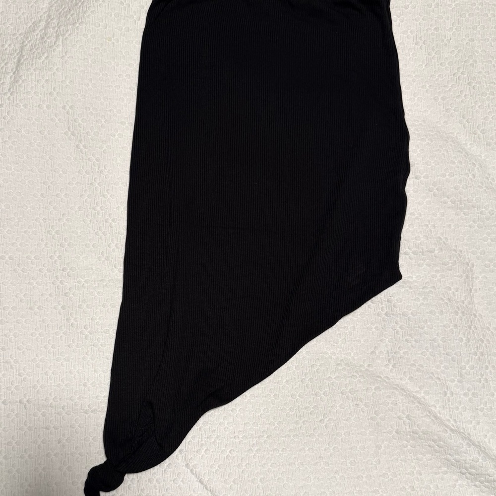 Women’s Black Asymmetric Ribbed tube top Size XS